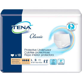 SCA Personal Care Inc 72514 TENA® Classic Protective Underwear, Size L, 45"- 58" Waist Size, White, 72/Case image.