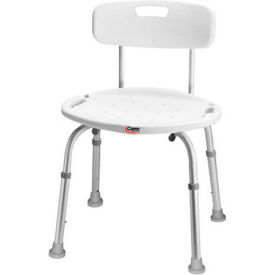Carex Adjustable Bath & Shower Seat with Back, 300 lbs. Capacity, White