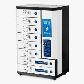 Luxor KwikBoost® 8-Bay Self-Service Charging Locker 15-3/4"W x 10-5/8"D x 24-9/16"H Gray 