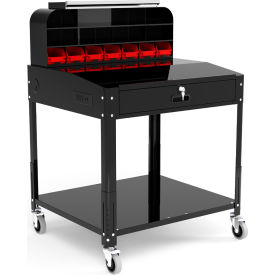 Luxor Shop Desk with Pigeonhole Bin Unit 396 lb. Capacity 34-1/2"W x 31"D Black 