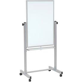 Global Industrial B379150 Global Industrial™ Mobile Reversible Magnetic Whiteboard - 24"W x 36"H - Steel - Silver Frame image.