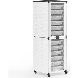 Luxor Modular Classroom Storage Cart, 2 Stacked Modules, 12 Small Bins, 18