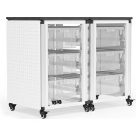 Luxor Modular Classroom Storage Cart, 2 Side by Side Modules, 6 Large Bins, 18