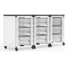 Luxor Modular Classroom Storage Cart, 3 Side by Side Modules, 9 Large Bins, 18