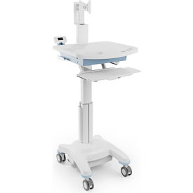 Luxor VitalPower Mobile Adjustable Height Medical Laptop Cart 24-1/8"W x 28-5/8"D White 