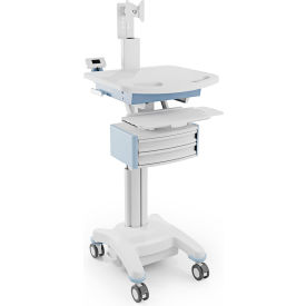Luxor VitalPower Deluxe Mobile Adjustable Height Medical Laptop Cart 24-1/8"W x 28-5/8"D White 