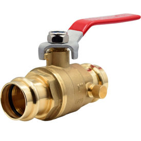 Legend Valve® P-202NL Full Port Press Ball Valve with Drain No Lead Forged Brass 1"" Press