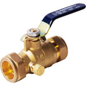 Legend Valve T-2002NL Full Port Compression Ball Valve with Drain LF Brass 3/4"" Comp x 3/4"" Comp