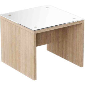 Interion® Executive Office End Table with Glass Top 24" x 24" Aged Oak 