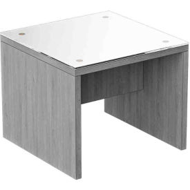 Interion® Executive Office End Table with Glass Top 24" x 24" Dove Oak 