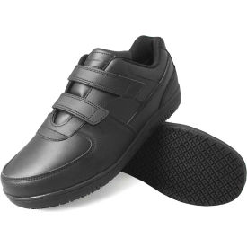 Genuine Grip Men's Hook and Loop Closure Sneakers, Size 10.5W, Black
