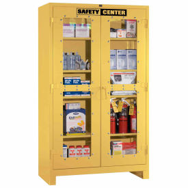Lyon® Clearview Safety Center Cabinet 48"W x24"D x 82"H All-Welded Safety Yellow 