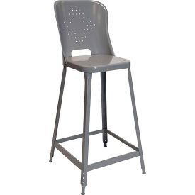Lyon® 1901 24" High Metal Counter Stool with Back Dove Gray Powder Coat 