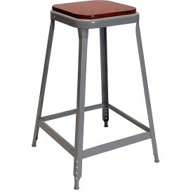 Lyon® 1901 24" High Metal Counter Stool with Wood Seat Dove Gray Powder Coat 