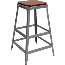Lyon® 1901 30" High Metal Bar Stool with Wood Seat Dove Gray Powder Coat 