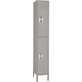 2-Tier Standard Metal Locker, 12"W x 12"D x 66"H, 1 Wide, Gray, Unassembled view 2