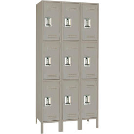 Lyon® Standard 3-Tier Box Locker 45"W x 15"D x 78"H 3 Wide Steel Gray Unassembled 