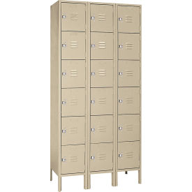 Standard 6-Tier Box Locker, 12"W x 18"D x 78"H, 3 Wide, Steel, Gray, Unassembled view 2