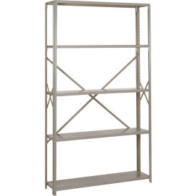 Lyon® 8000 5 Shelf Open Steel Shelving 48"W x 18"D x 84"H Starter 18 Ga Dove Gray 