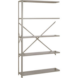 Lyon® 8000 5 Shelf Open Steel Shelving 48"W x 18"D x 84"H Add-On 18 Ga Dove Gray 