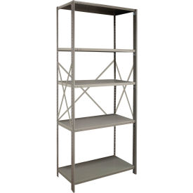 Lyon® 2000 5 Shelf Open Steel Shelving 36"W x 24"D x 85"H Beaded Post Starter Dove Gray 