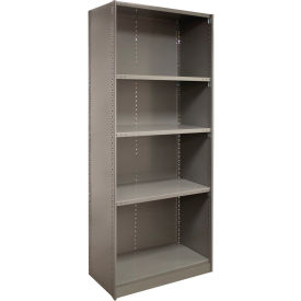 Lyon® 2000 5 Shelf Closed Steel Shelving Beaded Post 36"W x 12"D x 85"H Starter Dove Gray 