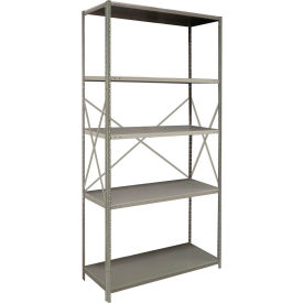 Lyon® 2000 5 Shelf Open Steel Shelving 48"W x 12"D x 85"H Angle Post Starter Dove Gray 