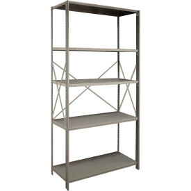 Lyon® 2000 5 Shelf Open Steel Shelving 48"W x 24"D x 85"H Beaded Post Starter Dove Gray 