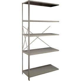 Lyon® 2000 5 Shelf Open Steel Shelving 48"W x 18"D x 85"H Beaded Post Add-On Dove Gray 