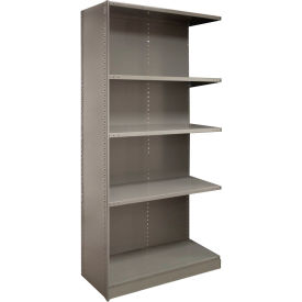 Lyon® 2000 5 Shelf Closed Steel Shelving Beaded Post 48"W x 12"D x 85"H Add On Dove Gray 