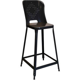 Lyon® 1901 24" High Metal Counter Stool with Back Vulcan Black Powder Coat 