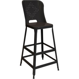Lyon® 1901 30" High Metal Bar Stool with Back Vulcan Black Powder Coat 
