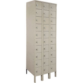 Lyon® 10 Tier 30 Door Cell Phone Locker w/ Hasp Lock 27"W x 18"D x 78"H Putty Assembled 