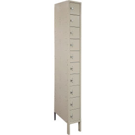 Lyon® 10 Tier 10 Door Cell Phone Locker w/ Hasp Lock 9"W x 18"D x 78"H Putty Assembled 