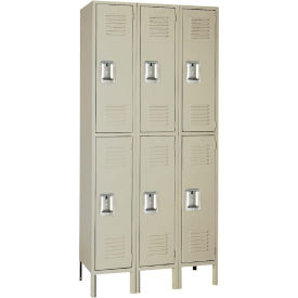 Lyon Workspace Products PP52023I Lyon® 2-Tier 6 Door Locker, Recessed Handle, 36"W x 12"D x 78"H, Putty, Unassembled image.