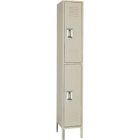 2-Tier Standard Metal Locker, 12"W x 15"D x 78"H, 1 Wide, Putty, Unassembled view 2