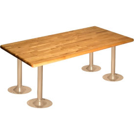 Lyon® ADA Wood Bench with Steel Pedestals 48"W x 24"D x 17-3/4"H Putty 