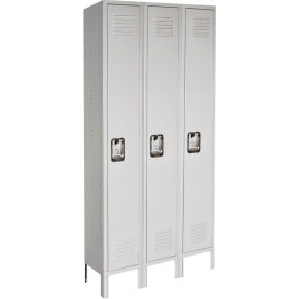 Lyon Workspace Products UG50623H Lyon® 1-Tier 3 Door Antimicrobial Locker, 45"W x 18"D x 78"H, Gray, Unassembled image.