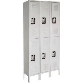 Lyon® 1-Tier Healthcare Locker 15"W x 18"D x 78"H 3 Wide Steel Putty Unassembled 