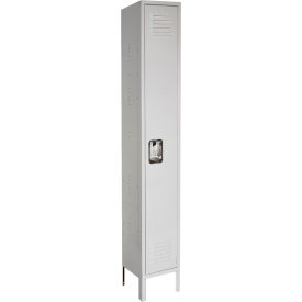 Lyon Workspace Products UG5092HSU Lyon® 1-Tier 1 Door Antimicrobial Locker, 18"W x 18"D x 78"H, Gray, Assembled image.