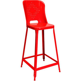 Lyon® 1901 24" High Metal Counter Stool with Back Roaring Red Powder Coat 