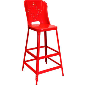 Lyon® 1901 30" High Metal Bar Stool with Back Roaring Red Powder Coat 