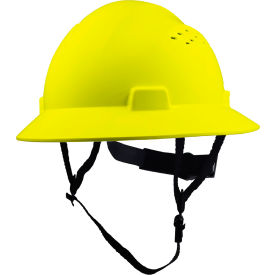 General Electric GH328 Vented Full Brim Hard Hat 4-Point Adjustable Ratchet Suspension Yellow