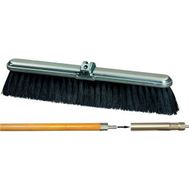 GORDON BRUSH MFG 232183 Milwaukee Dustless 18"W Polypropylene Push Broom w/Stiff Center & Fine Border Bristles & 60"L Handle image.