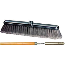 GORDON BRUSH MFG 236183 Milwaukee Dustless 18"W Push Broom Head with Flagged Tip Fine PVC and 60"L Sectional Handle image.