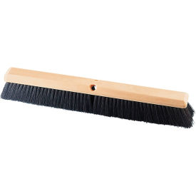 GORDON BRUSH MFG 352240 Milwaukee Dustless 24"W Fine-Duty Push Broom Head with Black Poly Bristles image.