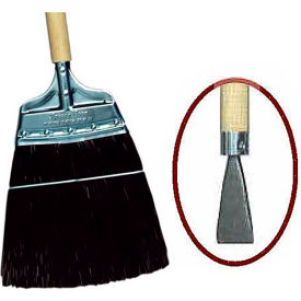 GORDON BRUSH MFG 437110 Milwaukee Dustless Track Broom, Brown Poly with Wooden Handle with Steel Chisel image.