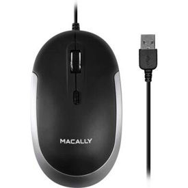 Securityman DYNAMOUSESG Macally USB Wired Optical Quiet Click Mouse for Mac & PC, Space Gray & Black image.