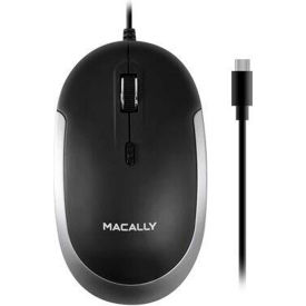 Securityman UCDYNAMOUSESG Macally USB-C Wired Optical Quiet Click Mouse for Mac & PC, Space Gray & Black image.