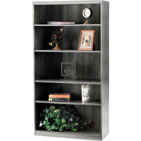 Safco Products AB5S36LGS Safco® Aberdeen Series 5 Shelf Bookcase with 1 Fixed Shelf Gray Steel image.